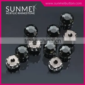 Hot Sale Round Shape Black Crystal Rhinestone Upholstery in Metal Sew on Setting thumbnail-1