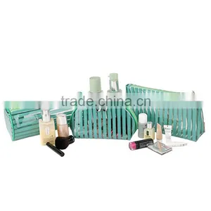 3pcs Stripe PVC Transparent Toiletry Bag Portable Travel Cosmetic Bag Set thumbnail-6