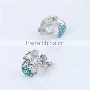 Wholesale Mermaid Jewelry Blue Crystal Sterling Silver Charms Earrings thumbnail-2
