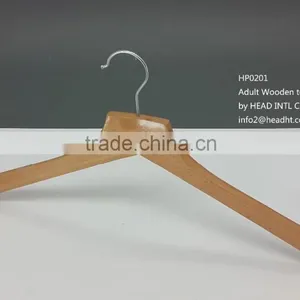 Our HEAD Wholesale Wooden Hangers for Clothes w Natural Color Top Cut Hanger Design Fit Any Closet , Welcomed by Customers. thumbnail-1