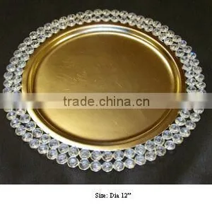 Crystal Gold Silver Bead Charger Plate thumbnail-1