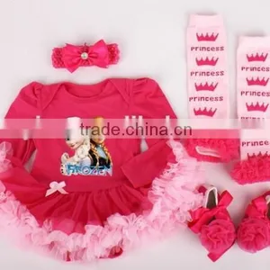 Children Frocks Flower Tutu Dress Cotton Long Sleeves Flower Tutu Dress thumbnail-3