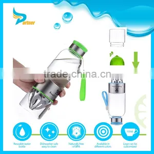 Reusable Wholesale Promotion Custom Logo Unbreakable Glass Water Bottle With Fruit Infuser BPA Free thumbnail-1