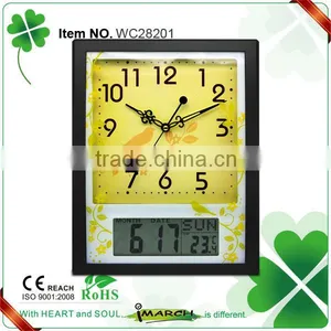 Square Wall Clock With Electronic Calendar thumbnail-1