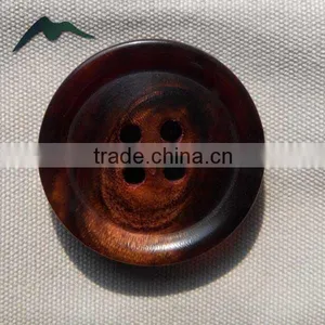 Fancy 4 Holes 36L Natural Grain Coffee Brown-dyed Top Class Buffalo Horn Suit Button With Rim thumbnail-1