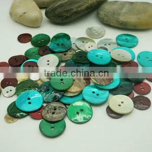 Natural Dying Colorful Bue Red Green 2 Holes Japanese Akoya Shell Buttons thumbnail-1