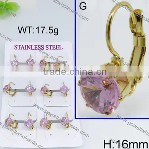 Hot Design Gold Plated Gemstone Stud Earring thumbnail-3