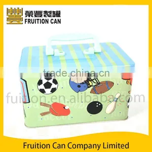Rectangular Cookie Tin Box Container With Plastic Handle thumbnail-1
