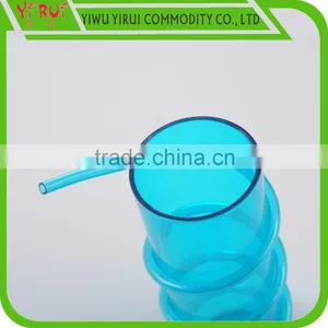 PET Material Drinking Straw Cup With Transparent Blue and Red thumbnail-2