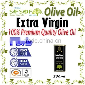 Premium Quality Extra Virgin Olive Oil. Pure Natural Olive Oil With ISO9001 Certification. 250 ml Metallic Tin thumbnail-2