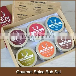 Gourmet Spice Rub Set of 6 2 Inch Solid Screw Top Containers Filled With Delicious Savory Blends thumbnail-1