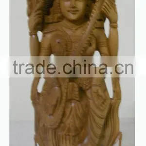Hindu God Shiva Krishna Goddess Laxmi Sarasvati Ganesha Sandalwood Statue Murti thumbnail-2