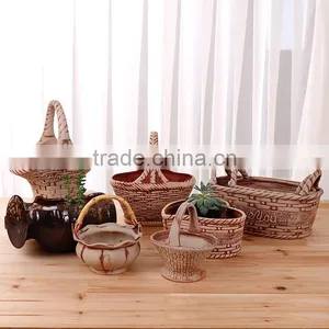 Ceramics Flower Pot for Home Office Desk Garden Decoration thumbnail-1
