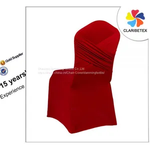 White Spandex Cross Back Ruffled Chair Cover For Wedding Reception Bridal Show thumbnail-4