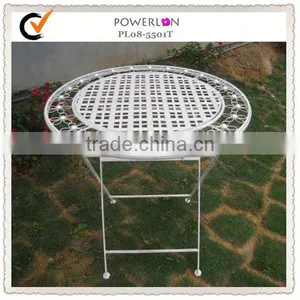 Antique White Metal Moroccan Coffee Table thumbnail-1