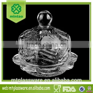 Gift Crystal Round Glass Butter Dish With Lid thumbnail-2