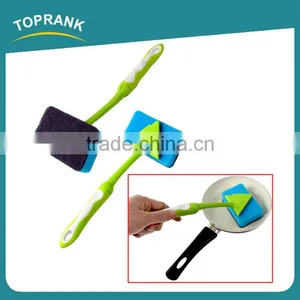 Toprank Colorful TPR Long Handle Kitchen Pan Dish Cleaning Sponge Scouring Pad High Absorbent Sythetic Scrub Cleaning Pad thumbnail-1