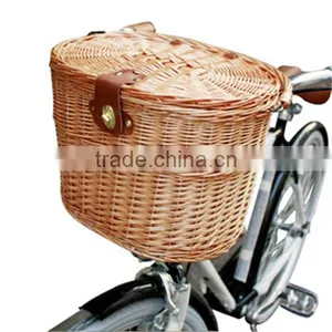 Cheap Handmade Rattan Bicycle Basket With Lid Front Bike thumbnail-1
