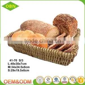 Cheap Wholesale Set 3 Handmade Natural Flat Trays Rattan Wicker Fruits Bread Basket thumbnail-1