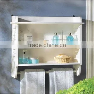Home White Bathroom Wall Shelf With Towel Holder 3 Tier Bathroom Towel Rack Wall Shelf thumbnail-1