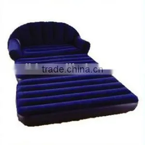 Inflatable Flocked PVC AIR BED 188*137*58cm With Pump thumbnail-1