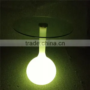 Wholesale Nightclub LED Furniture Rechargeable Illuminated LED Glass Table 48*48*58cm thumbnail-1
