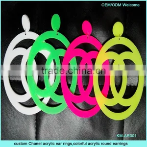 Custom Colorful Popular Acrylic Round Shaped Earrings thumbnail-1