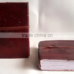 Handmade Vintage Embossed Lady Under Tree Strap Closure Leather Notebook thumbnail-1
