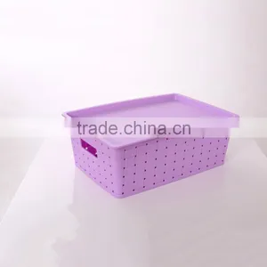 Plastic pp Rattan Style Hollow-out Basket With Lid & Handle thumbnail-2