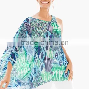 New Arrived Women's One Shoulder Chiffon Tops thumbnail-1