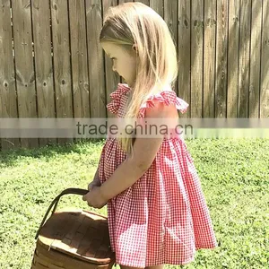 2017 New Style Baby Clothes Cheap Wholesale Children's Boutique Sleeveless Summer Baby Girl Red Party Dress thumbnail-3