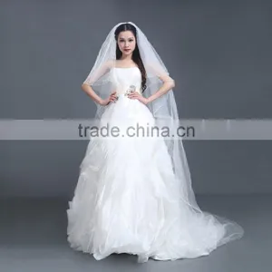 Off Shoulder Organza Fabric Bust Ball Gown Skirt Wedding Dress thumbnail-1