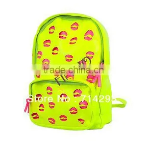 New Fashion Women's Lip Fluorescence Color Retro Shoulder Bag School Bag Synthetic Leather Backpack 17825 thumbnail-1