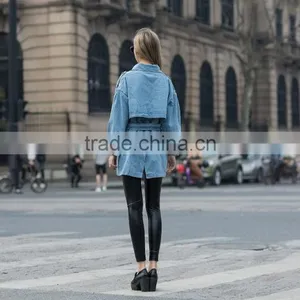 Demin Coat Jacket for Women Fashion Design for Ladies Women's Washed Jean Jacket for Young Ladies thumbnail-3