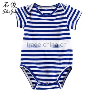 ShiJ 32S 180g Combed Cotton Indiana Striped Summer Baby Clothes Romper thumbnail-1