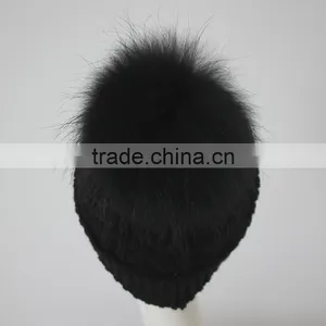 Myfur Stylish Pom Pom Winter Knit Hats Natural Real Raccoon Fur Balls Wholesale Custom Beanie Hat thumbnail-6