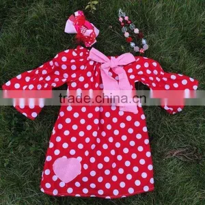 Baby Girls Dress Heart Dress Valentines Dress With Matching Hair Bows and Chunky Necklace Set thumbnail-1