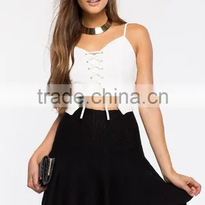 Wholesale High Waist Fitted Bodice Lates Skirt Design Pictures Flare Skirt for Women thumbnail-4