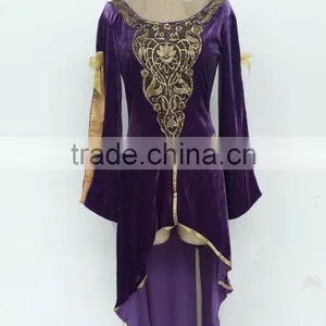 Walson Clothes Apparel Ladies Purple Medieval Renaissance Costume Velvet Gown Fancy Dress Lady Outfits thumbnail-1