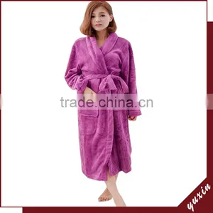Bathrobe 100% Cotton Fleece Robe Towel Robe Breathable Hotel BathRobe RS011 thumbnail-1