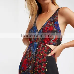 NEW Adjustable Spsghetti Straps, Women Sexy Maxi Mixed Print Dress thumbnail-6