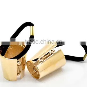 High Quality Accessories 1PC Gold Plated Alloy Circle Ring Hair Band Cuff Wrap Ponytail Holder thumbnail-2