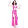 Professional Noble Spandex Pink Belly Dance Performance Costumes , Belly Dance Clothes thumbnail-1
