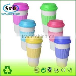 Custom Printed Double Wall PP Plastic Coffee Mug With Lid And Silicon Sleeve thumbnail-1