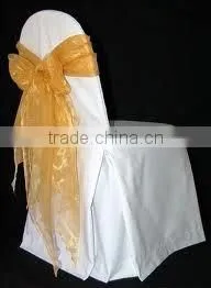 Gold Organza Sash for Polyester Banquet Chair Cover Chair Cover Sash thumbnail-1