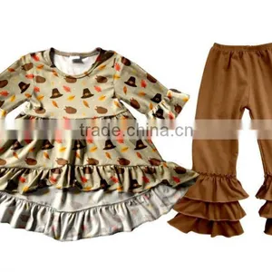 2017 Children Halloween Clothes Wholesale Chevron Fall 2pcs Outfit Baby Winter Clothing thumbnail-4