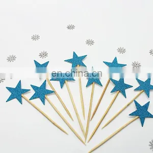 Cheap Blue Stars Paper Cupcake Toppers Birthday Cake Decorations thumbnail-2