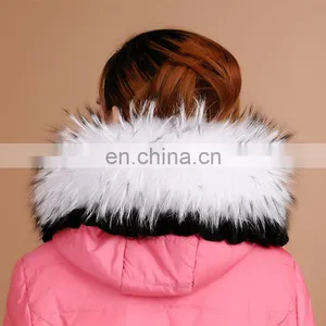 Natural Or White Large Raccoon Fur Collar Raccoon Fur Trim For Hood thumbnail-3