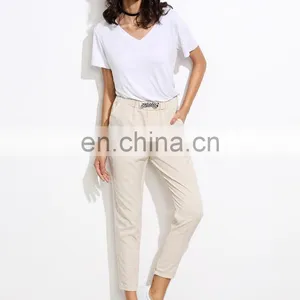 Wholesale Fashion Print Drawstring Mid Waist Loose Pants For Woman thumbnail-2