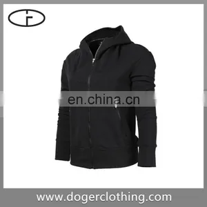 Black High Quality Slim Hoodie With Zipper Side Pocket thumbnail-1